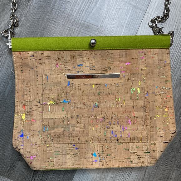 Posh Felt Cork Metallic‎ Crossbody Shoulder Bag Hand Crafted Small Batch Boho - Picture 2 of 6